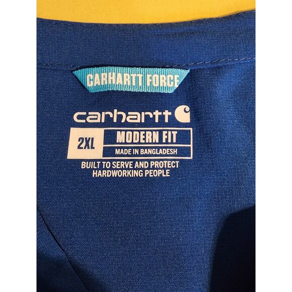 Carhartt Force Scrubs Top Modern Fit Blue Patch Logo Performance Size 2X NWOT - Picture 5 of 6